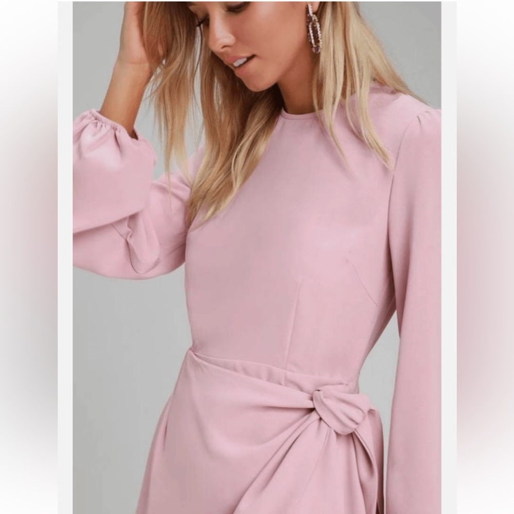 Lulu's Blush Pink Long Sleeve Tie-Waist Mini Dress - Picture 5 of 12